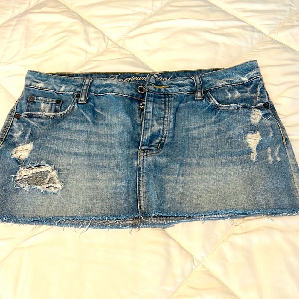 American Eagle denim distress skirt